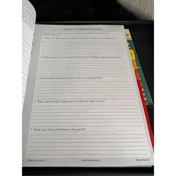 VTG 1998 FRANKLIN COVEY GREEN LINE LEATHER TRIM 7 RING, BINDER - Picture 8 of 11